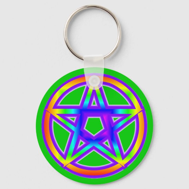 Rainbow Pentagram Keychain (Front)