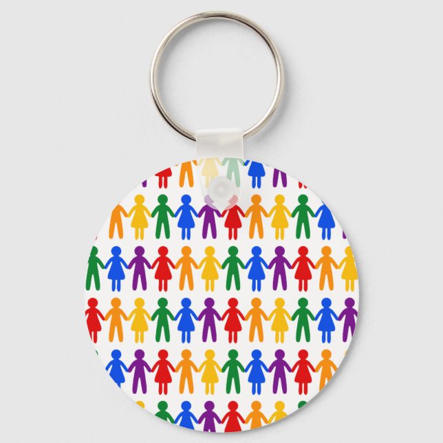 Rainbow People Pattern Keychain (Front)