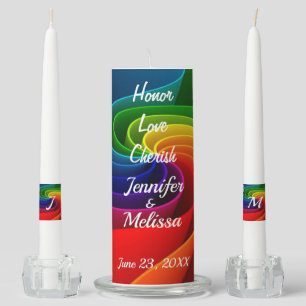 Rainbow Personalize Monogram Wedding Unity Candle