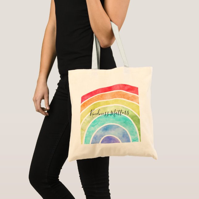 Rainbow personalized inspirational quote tote bag (Front (Product))