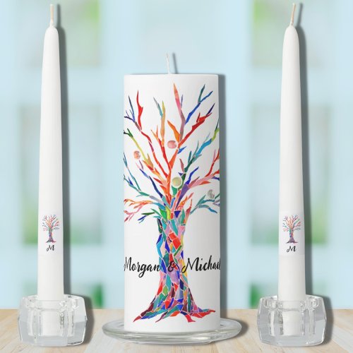 Rainbow Personalized Monogram Wedding Unity Candle