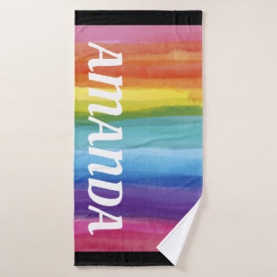 Rainbow Personalized Name Bath Towel