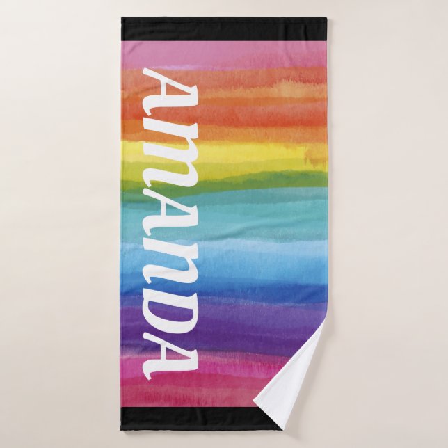 Rainbow Personalized Name Bath Towel (Bath Towel)