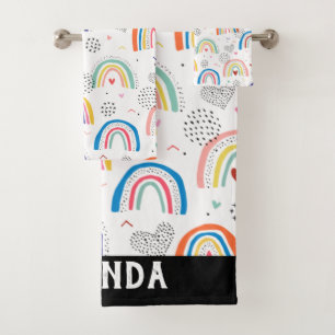 Rainbow Personalized Name Bath Towel Set