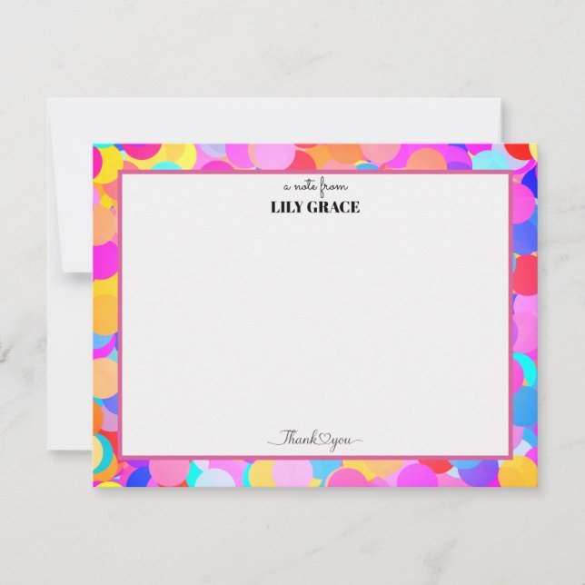 Rainbow Personalized Name Monogram, Thank You Gift Note Card (Front)