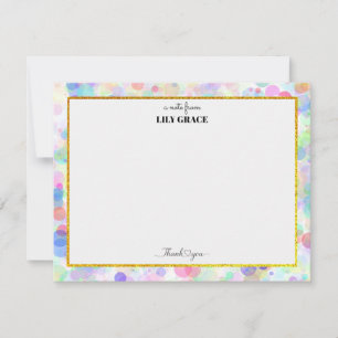 Rainbow Personalized Name Monogram, Thank You Gift Note Card