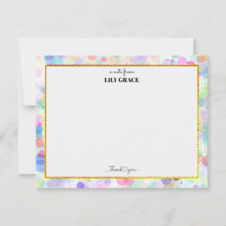 Rainbow Personalized Name Monogram, Thank You Gift Note Card