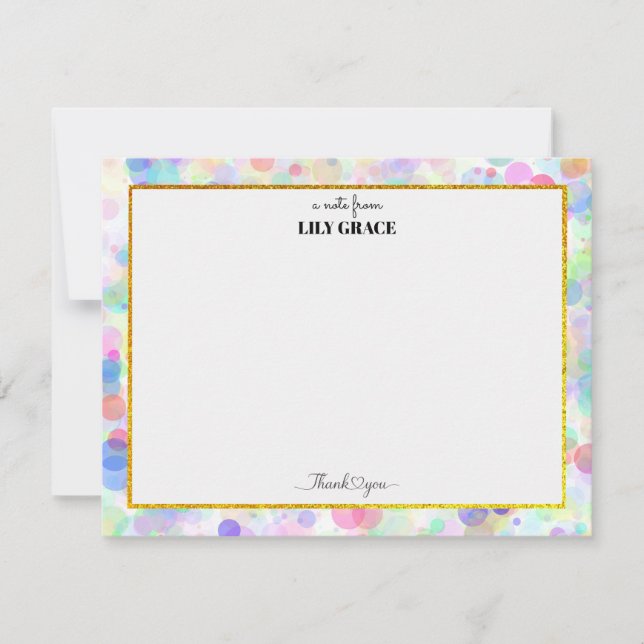 Rainbow Personalized Name Monogram, Thank You Gift Note Card (Front)