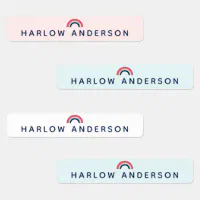 30 Personalized Watercolor Rainbow and Sun Name Labels Waterproof