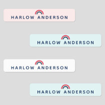 Rainbow Personalized Name School Waterproof Modern Labels