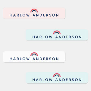 Rainbow Personalized Name School Waterproof Modern Labels