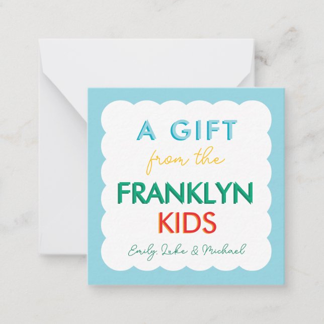 Rainbow Personalized Sibling Gift Enclosure Note Card (Front)