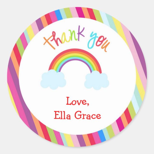 Rainbow Personalized Thank You Favor Stickers (Front)