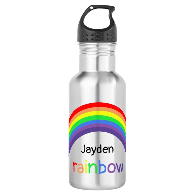 Rainbow - personalized, your name stainless steel water bottle (Front)