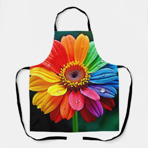 Rainbow Petal Flower Art Apron