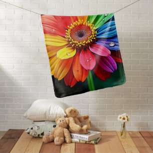Rainbow Petal Flower Art Baby Blanket
