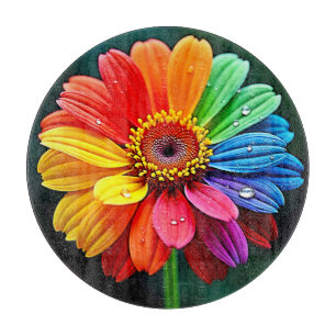 Rainbow Petal Flower Art Cutting Board