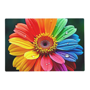 Rainbow Petal Flower Art Placemat