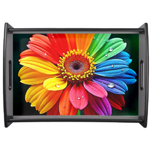 Rainbow Petal Flower Art Serving Tray