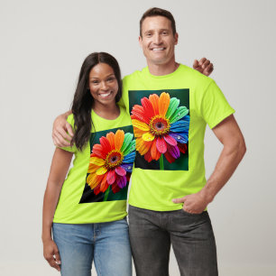 Rainbow Petal Flower Art T-Shirt