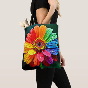 Rainbow Petal Flower Art Tote Bag