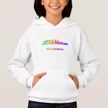 Rainbow Philadelphia Skyline Hoodie by ZYDDesign at Zazzle