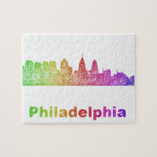 Rainbow Philadelphia skyline Jigsaw Puzzle