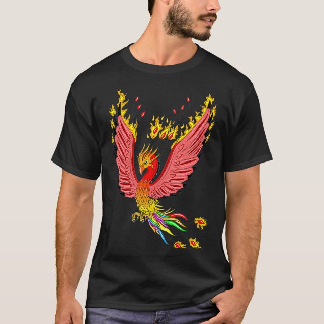 Rainbow Phoenix Fire Bird T-Shirt (Front)