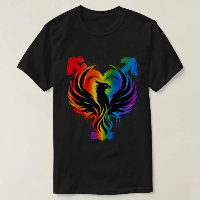Rainbow Phoenix Heart Graphic Tee (Design Front)
