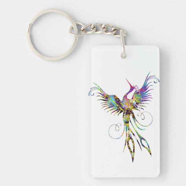 Rainbow Phoenix Key Chain by Brow Bird (Front)