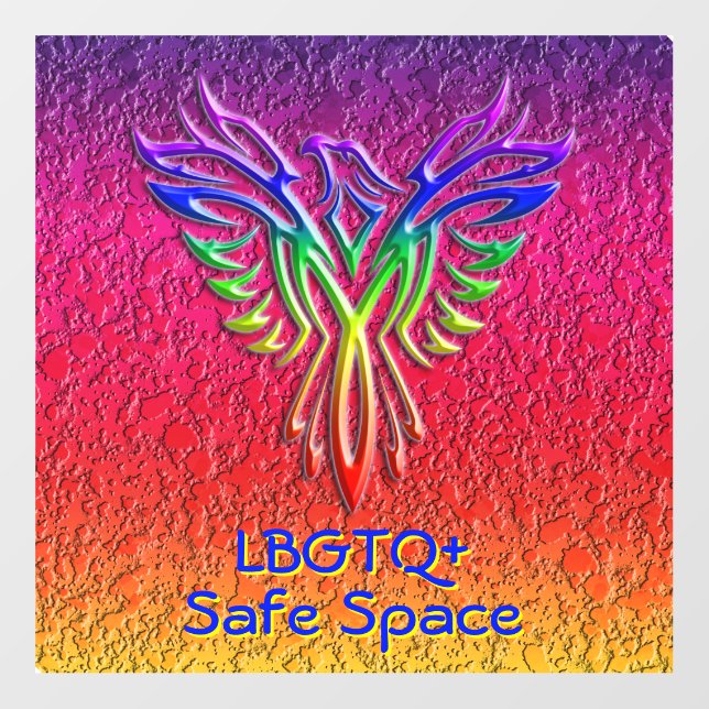 Rainbow Phoenix Rising LBGTQ+ Safe Space Support Wall Decal (Front)