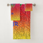 Rainbow Phoenix Rising Lbgtq+ With Your Initials Bath Towel Set at Zazzle
