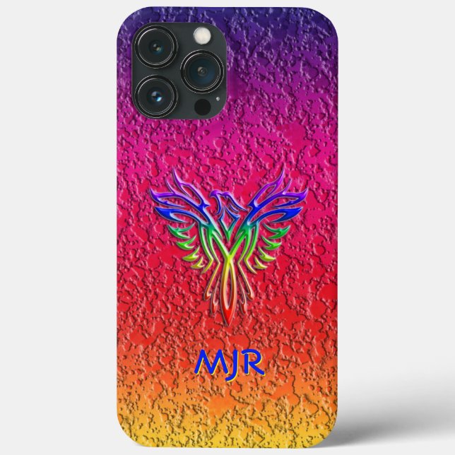 Rainbow Phoenix Rising LBGTQ+ with your initials Case-Mate iPhone Case (Back)