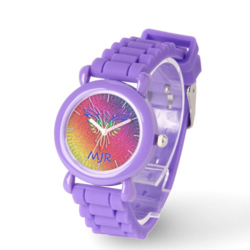 Rainbow Phoenix Rising LBGTQ with your initials Watch
