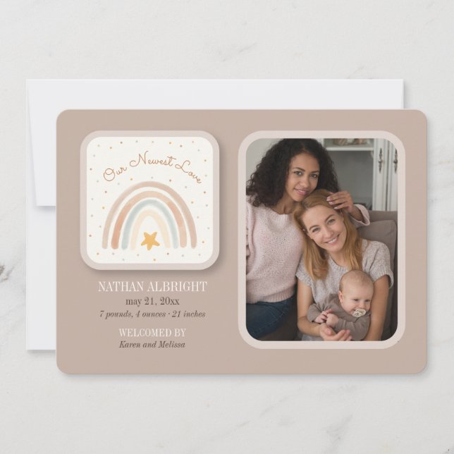 Rainbow Photo Birth Announcement (Front)