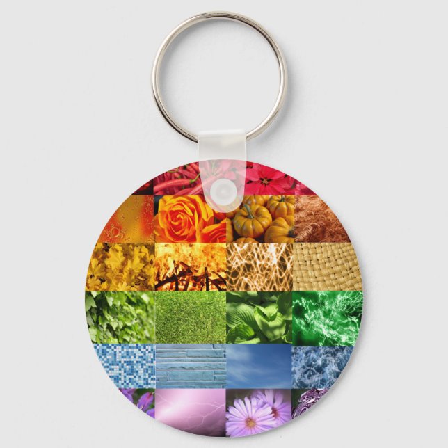 Rainbow Photo Collage Keychain (Front)