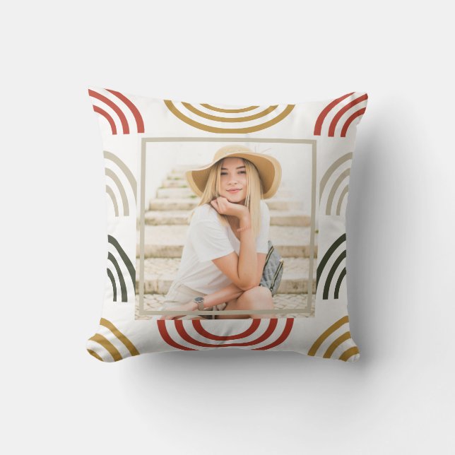 Rainbow Photo Throw Pillow (Front)