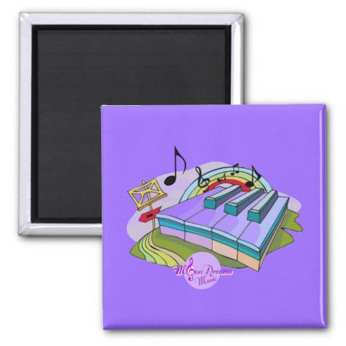 Rainbow Piano 2 Inch Square Magnet