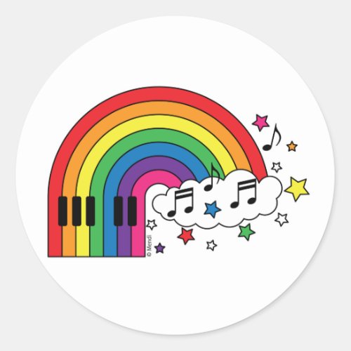 Rainbow Piano Classic Round Sticker