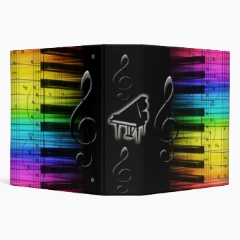 Rainbow Piano Keyboard And Music Notes Binder by dreamlyn at Zazzle