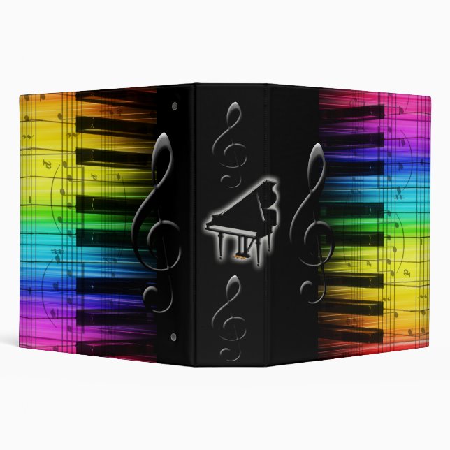 Rainbow Piano Keyboard and Music Notes Binder (Background)