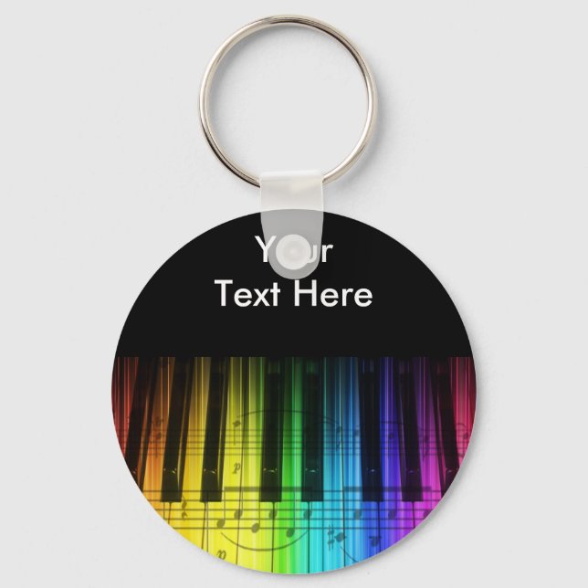 Rainbow Piano Keyboard and Notes Keychain (Front)