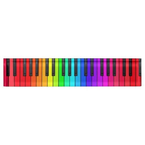 Rainbow Piano Keyboard Desk Nameplate