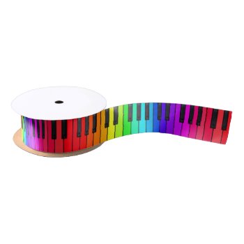 Rainbow Piano Keyboard Satin Ribbon by FineDezine at Zazzle