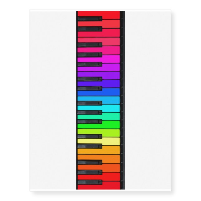 Rainbow Piano Keyboard Temporary Tattoos (Front)