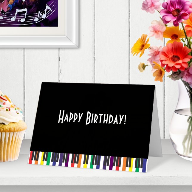 Rainbow Piano Keys Birthday Card (Rainbow Piano Keys Personalized Birthday Card)