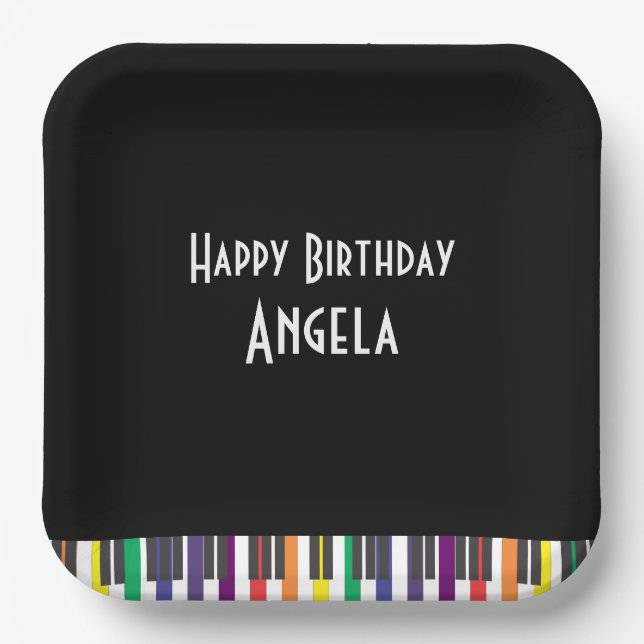 Rainbow Piano Keys Birthday Party Paper Plates (Front)