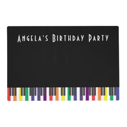 Rainbow Piano Keys Birthday Party Placemat