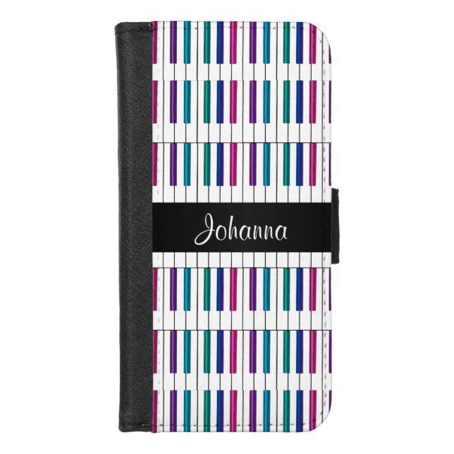 Rainbow Piano Keys Personalized Wallet Case (Front)