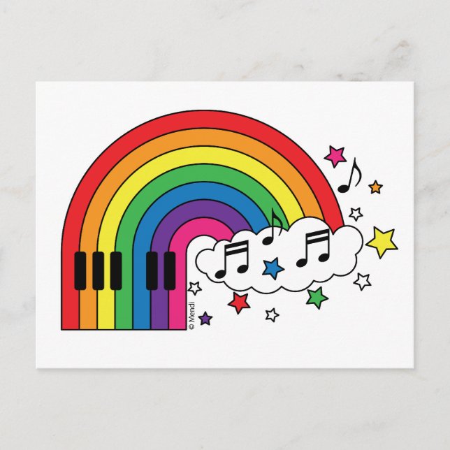 Rainbow Piano Postcard (Front)
